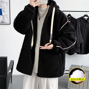 冬装港风保暖羊羔绒连帽外套羊羔毛羽绒服男女 8153-P195 控价268图片