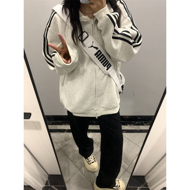 CW35HH-特P43三条杠花灰色外套男高级感痞帅立领卫衣夹克,男装夹克,星座1007（原301D）