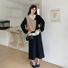26春新款现-慵懒风假两件减龄拼接两件套2617-P175K288，女装套装/套裙，2B190