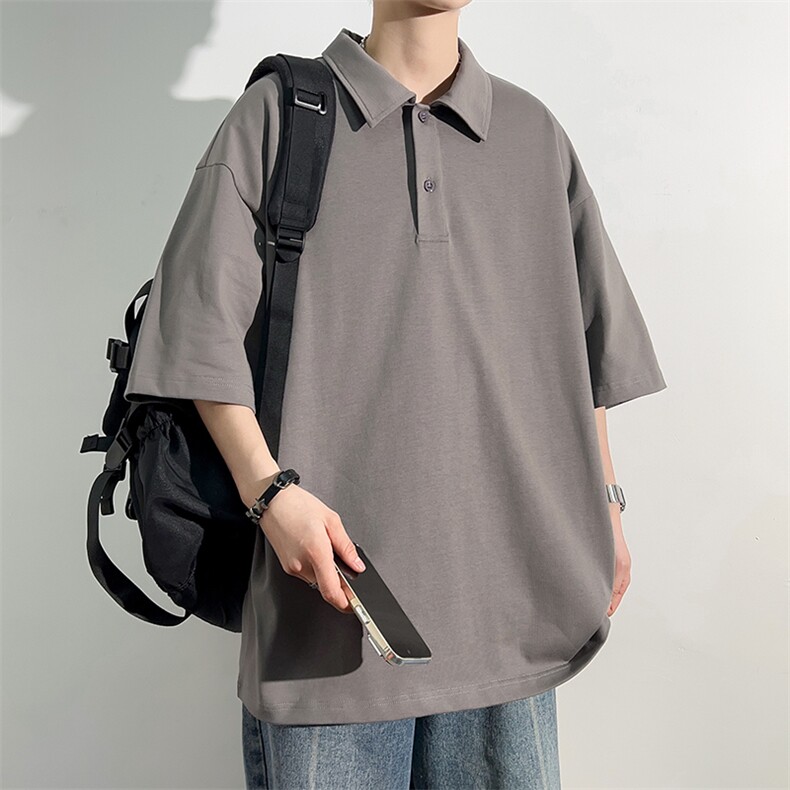 港风冰感POLO领T恤宽松百搭撞色插肩袖T恤吸汗透气TC3173-P25,男装T恤,星座717