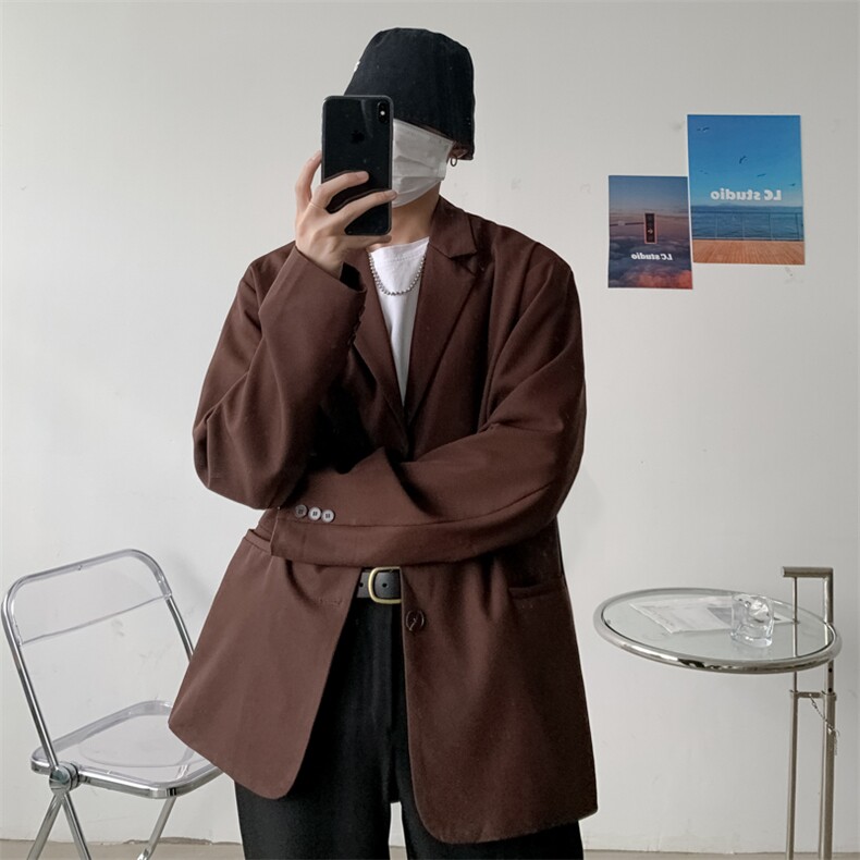 秋季新款小西装男士日系港风宽松潮流帅气西服外套上衣XF09P75，男装西服套装，电商D325
