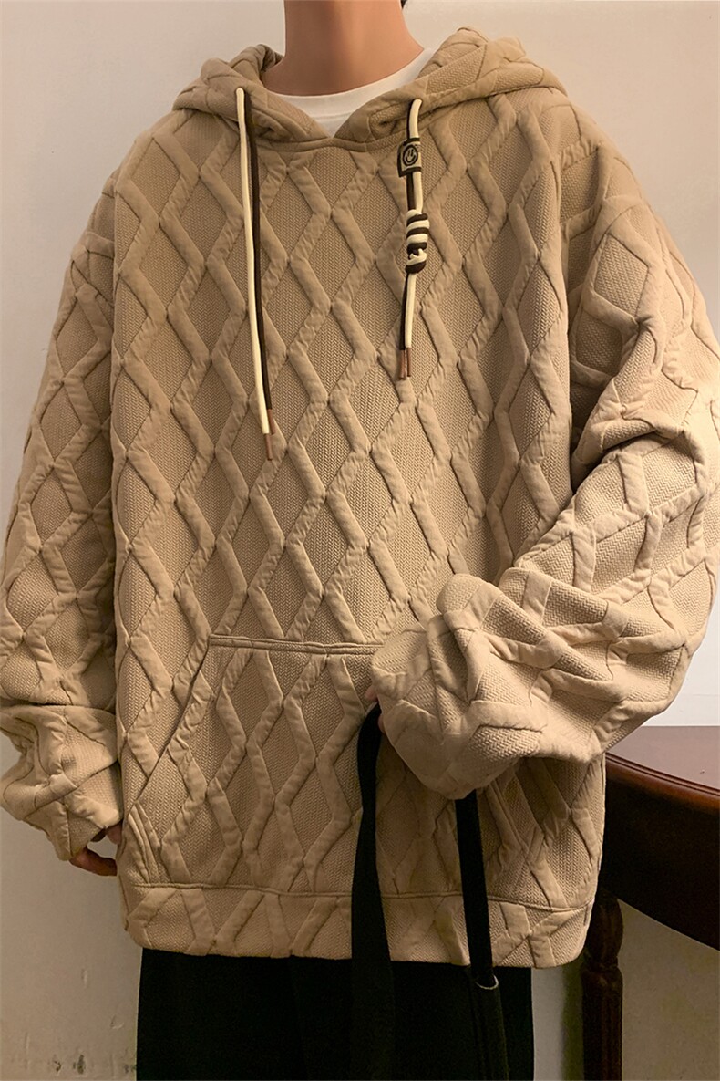 703-W329-P68秋冬立体菱形花纹休闲连帽卫衣,男装卫衣,星座703