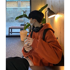 网图秋冬新款潮加绒连帽卫衣纯色百搭华棉潮WY001-P42，男装卫衣，电商C310-1