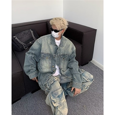 山系大口袋衣外套男秋季宽松2024新款防风方水牛仔夹克JK8620，男装夹克，星座1116A-1（原606A）
