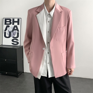 2026春装晚会年会舞台装男演出服西装粉色套装歌手夜店歌手外套图片