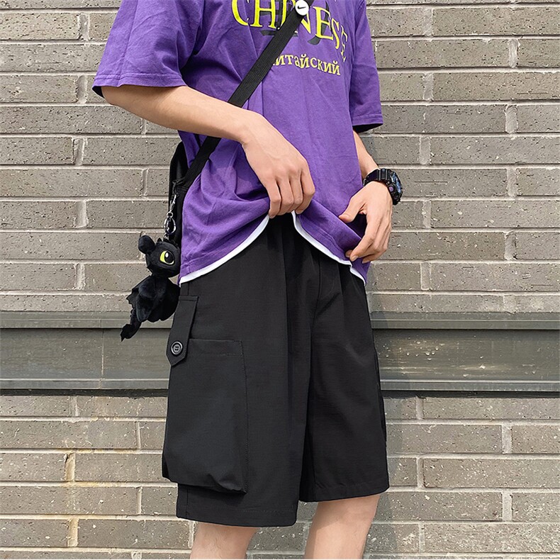 20夏季港风新款贴标短裤男宽松五分裤学生工装短裤504-K025-P35,男装休闲裤,星座504