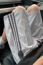 美式条纹速干休闲短裤男夏季薄款直筒三条杠五分裤潮牌篮球运动裤，男装牛仔裤，电商A001