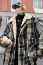 冬季小香风格子棉衣羊羔毛棉服男加绒加厚保暖外套M2311-P100，男装棉衣，星座1213