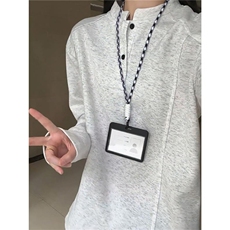 抖音得物品质美式高街重磅曼巴棉拼接cleanfit亨利领卫衣长袖T恤，男装T恤，电商A486-1