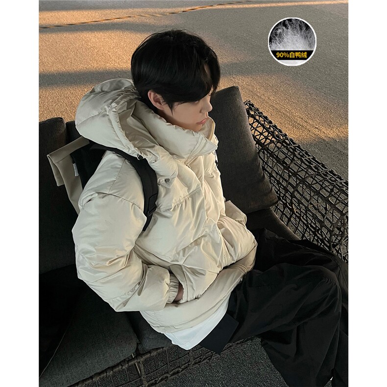 白鸭绒冬季潮流大码光板连帽羽绒服保暖外套Y5849-P165【特价】图片