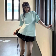 抖音得物品质二开240克宽松纯棉美式潮牌印花三条杠中性风短袖T恤，男装T恤，电商A486