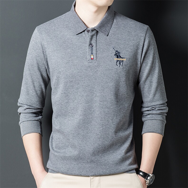 PJ652男士2021年秋冬新款长袖体恤青年翻领条纹POLO衫套头t恤P60，男装Polo衫，电商B360