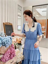 【现货】珍珠领气质连衣裙，女装连衣裙，新依佳人