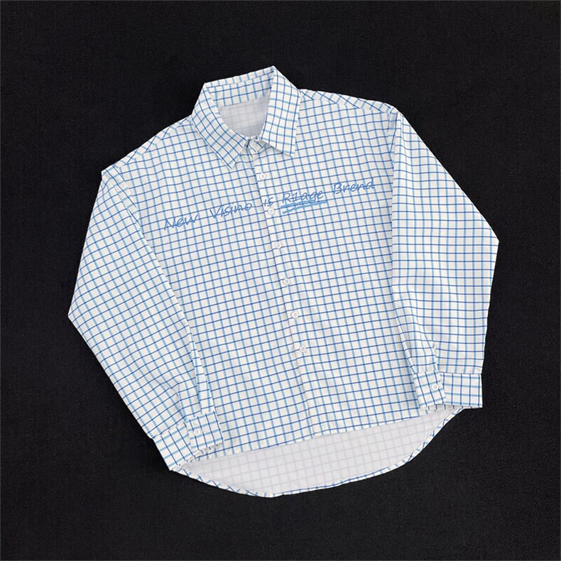 韩系字母印花粉色格子衬衫宽松氛围感防晒衫上衣JX49P42,男装防晒衣,星座1013-1
