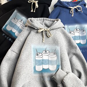 WY2148-P35 加绒款-P40 纯棉连帽卫衣男大码运动帽衫宽松薄图片
