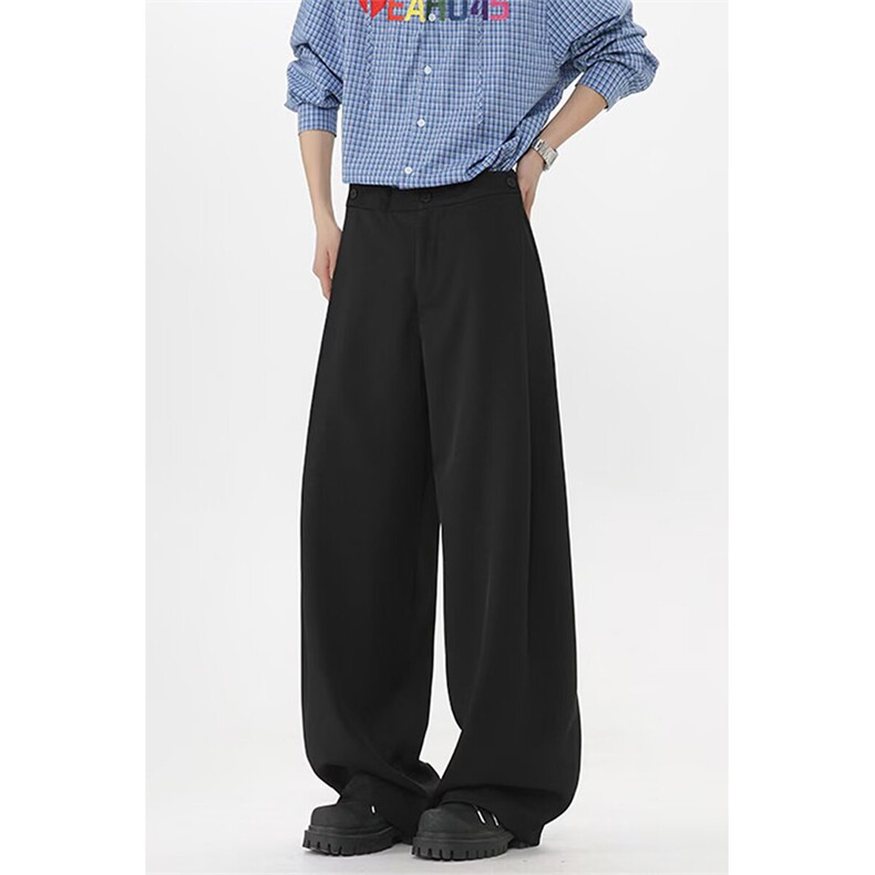 春秋美式高街休闲裤男女垂感阔腿西裤长裤纯色西装裤宽松直筒裤子，男装西服套装，电商A443