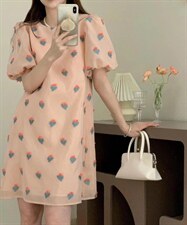 立体花绣花连衣裙，女装连衣裙，欧妮卡蒂蔓