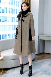 2020冬季新款民族风毛呢外套 时尚显瘦长款连帽大衣 气质优雅女装图片