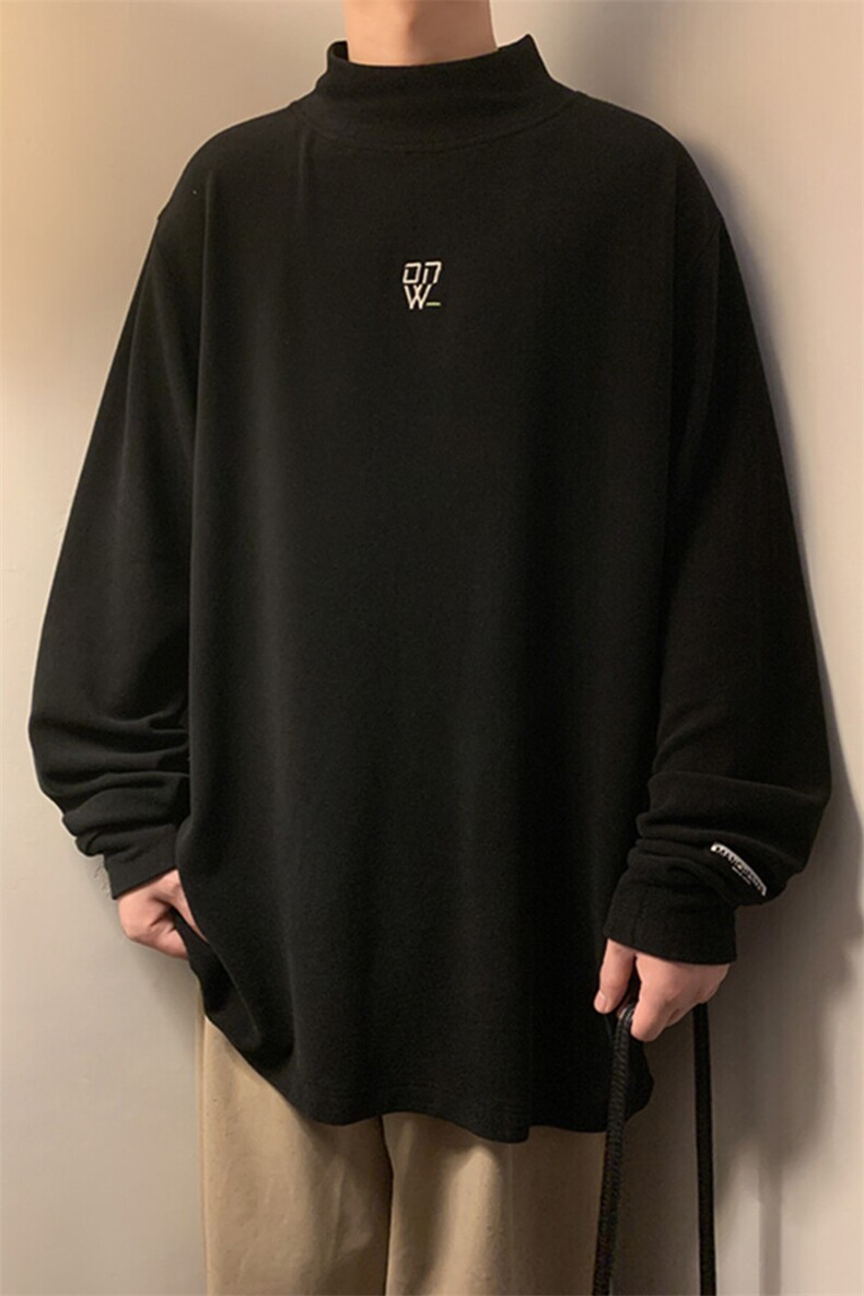 2024冬季新款港风黄墙大码半高领绣花德绒M-5XHT24869-特P25,男装T恤,电商A022