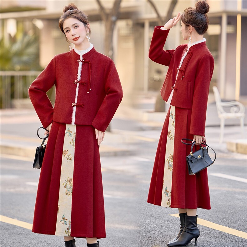 现货新中式提花90羽绒服套装纯色女2026冬季新款超好看保暖女,女装羽绒服,众宇琦