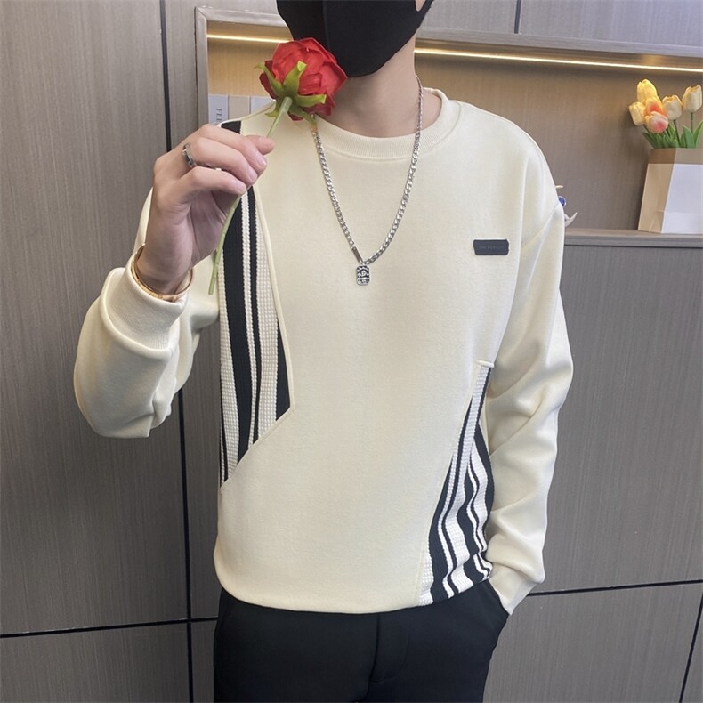 W3287-特P50社会小伙卫衣男男士撞色拼接个性长袖T恤潮牌潮流修身，男装卫衣，电商D310B-1