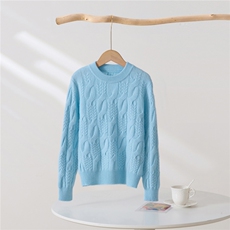 2025年新款百搭麻花提花圆领长袖羊绒衫，童装儿童羊绒衫，轩曦羊绒