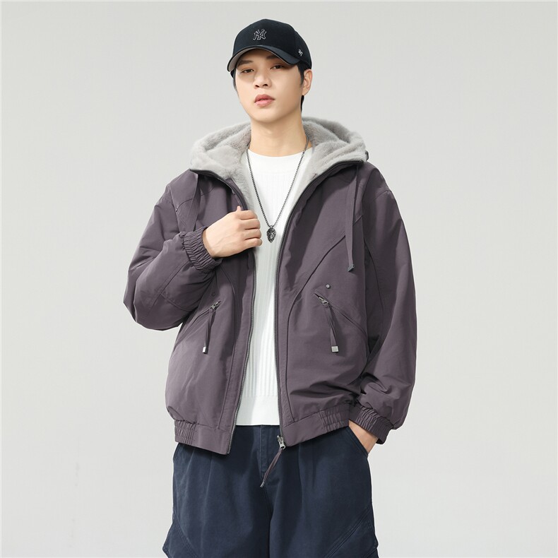 双面穿座山雕棉服连帽加绒情侣外套一件过冬原创双色银狐绒保暖,男装棉衣,电商D215
