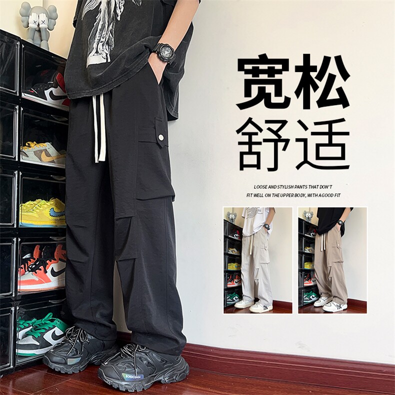 直播数据款 春季新款大口袋伞兵裤宽松直筒休闲裤工装裤 K515-P42图片