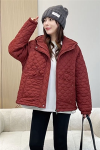 2025冬装新款修身保暖时尚菱形格个性女士棉服外套图片