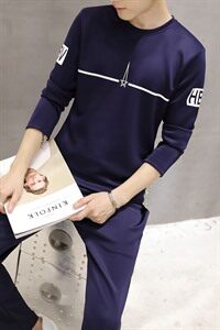 套装 几何图案 潮 青春流行 春季 运动 修身型 印花 免烫处理 青年 套头图片