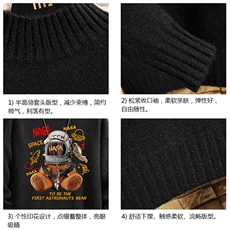 半高领毛衣男士大码针织衫男毛线衣男砖墙M18281-P45加绒款-P65，男装针织衫/毛衣，电商A040A