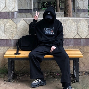 抖音得物 高品质印花连帽卫衣 秋冬装美式宽松连帽纯色卫衣ADL113图片