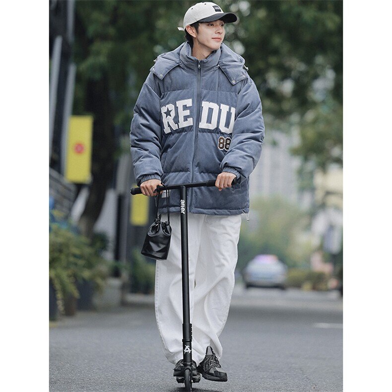 冬季加绒加厚连帽棉衣刺绣潮牌棉服外套港风男女8151-P145控价188,男装棉衣,电商A441-1