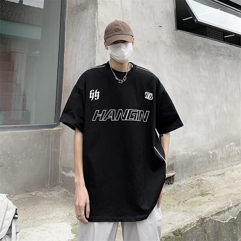 高街夏装新款美式潮牌印花宽松短袖T恤男情侣半袖潮 D251 P38男类图片
