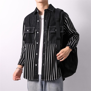 秋季流行男牛仔衬衣宽松纯棉休闲长袖衬衫外套XZ310B-3-CY957-P60图片