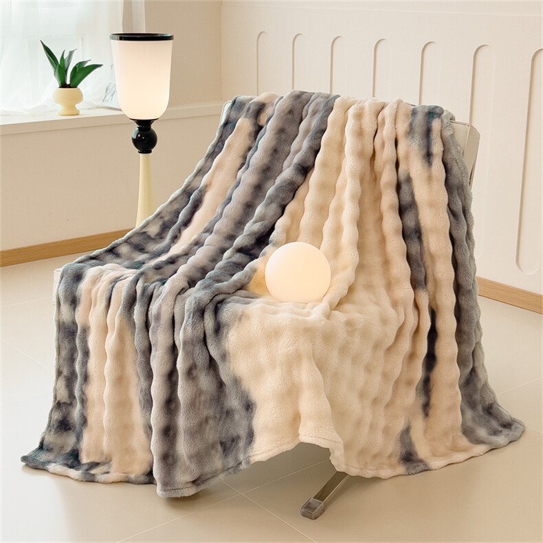 新款A类双面兔毛印花毛毯午睡毯盖毯，毯子，一起卖家纺