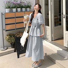 2025夏装新款设计感高腰半身裙两件套2326-P145-K238，女装套装/套裙，含赞