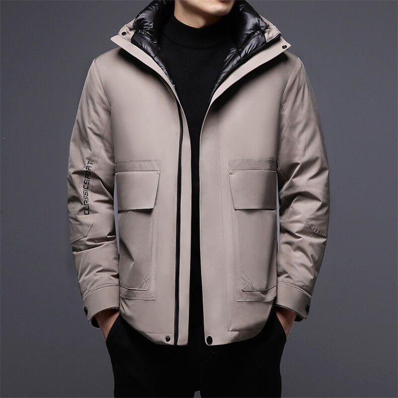 男装中年冬季男士连帽商务休闲外套新款加厚保暖羽绒服爸爸装上衣，男装羽绒服，电商B212（原钱塘6029）