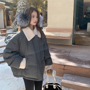 新款 灰色羊羔毛领羽绒服 2D014-10054-P275-448  -90绒图片
