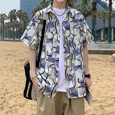 花衬衫男短袖夏季痞帅休闲上衣服外套夏威夷大码衬衣（控58）P40，男装衬衫，电商A012
