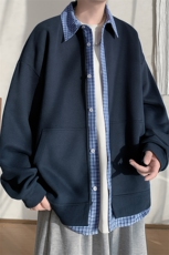 秋季重磅420g华棉假两件男宽松格子拼接卫衣外套W5436-特P48控88，女装短外套，电商A001