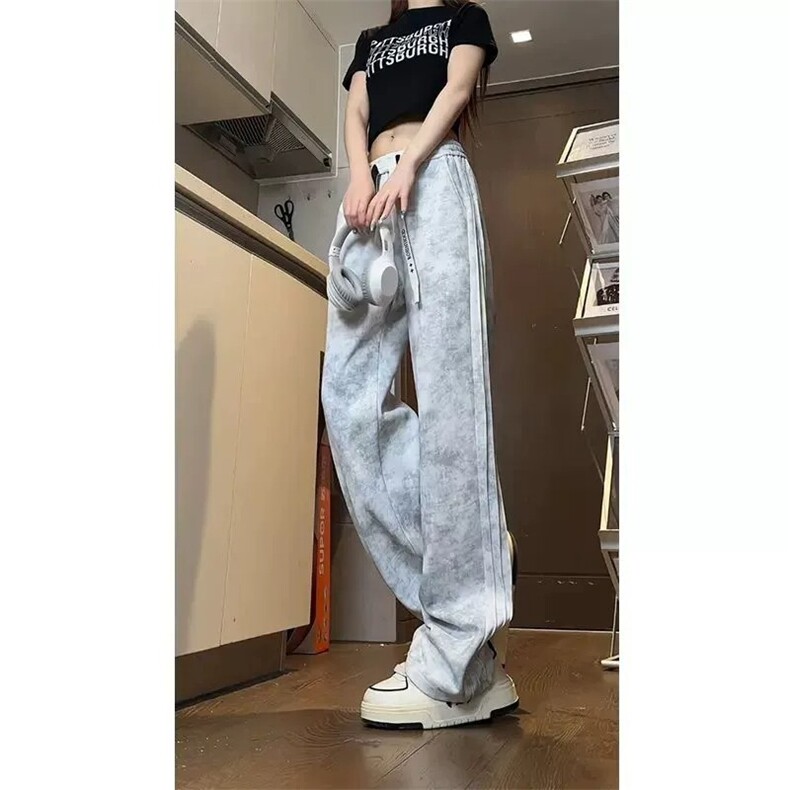 扎染脏脏裤男款秋季美式高街vibe裤子休闲百搭晕染运动卫裤XXK156,男装休闲裤,星座208-5