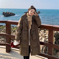 立领羽绒服女中长款2023年冬季新款经典时尚气质百搭连帽保暖外套，女装羽绒服，辉之琳