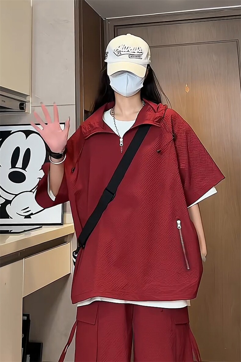 量大优供视频泡泡纱夏款连帽短袖t恤男CP73-特p35,男装T恤,电商B371