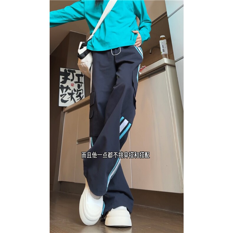 秋季新款INS潮流条纹设计大口袋宽松工装裤B315-K24268-特p40控78,男装工装外套,电商B315