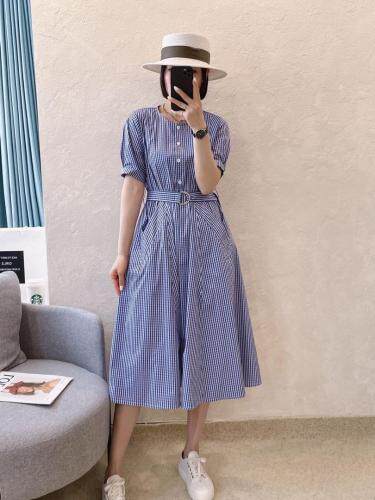 格子连衣裙，女装连衣裙，e尚