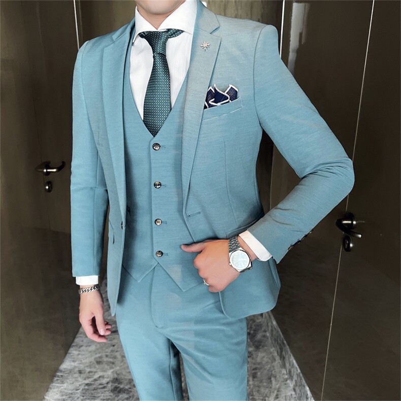 西服套装男士三件套商务职业正装小西装韩版修身伴郎新郎结婚礼服,男装西服套装,星座505-2（原电商A260-1)