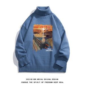 白底新款秋季时尚百搭宽松字母印花加绒加厚毛衣M949P50控68图片