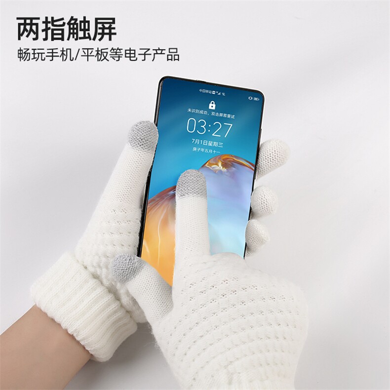 时尚女款菠萝格羊毛加厚保暖触屏手套冬季必备多色可选舒适百搭,饰品手套,三权袜业