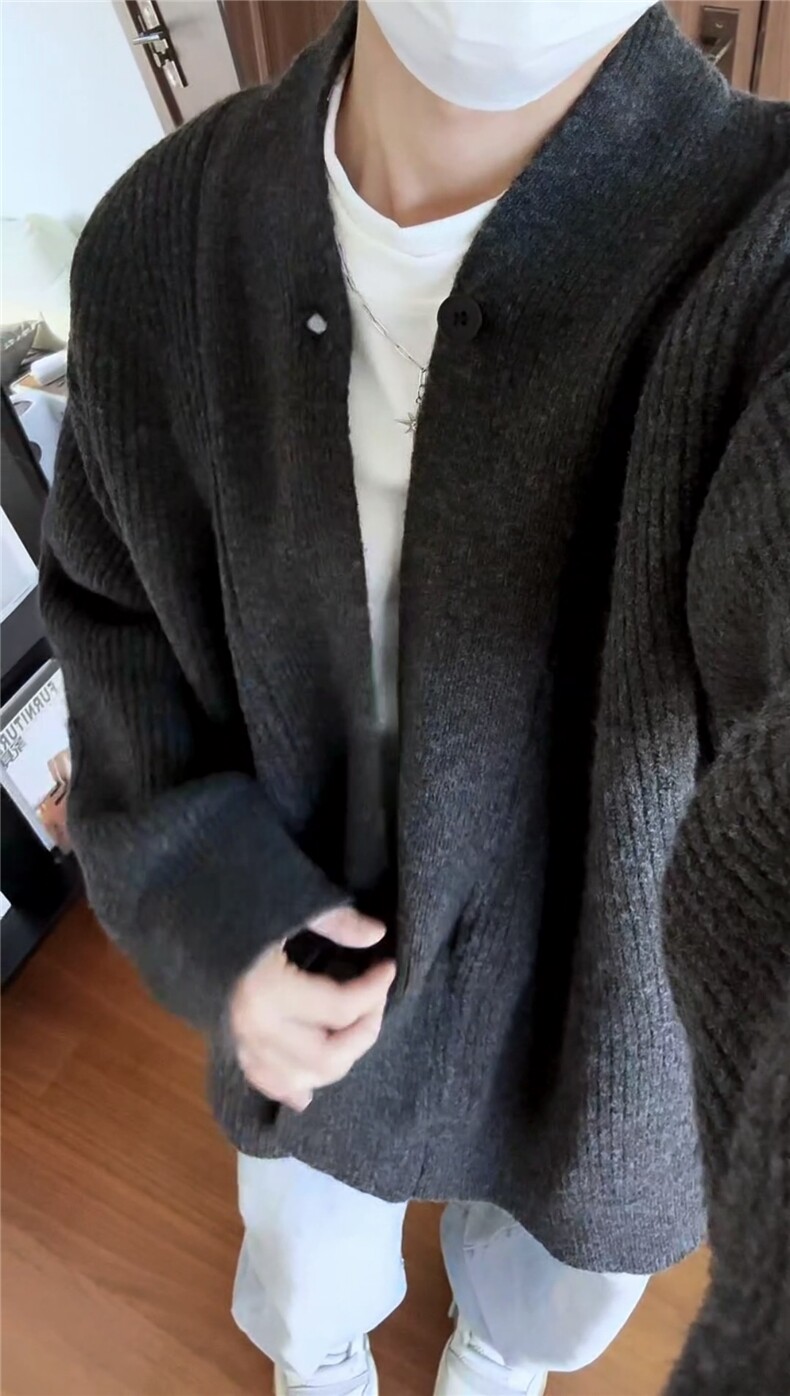 北极绒老钱风慵懒针织衫外套复古百搭松弛感开衫道袍毛衣MF45P65,男装针织衫/毛衣,电商D256